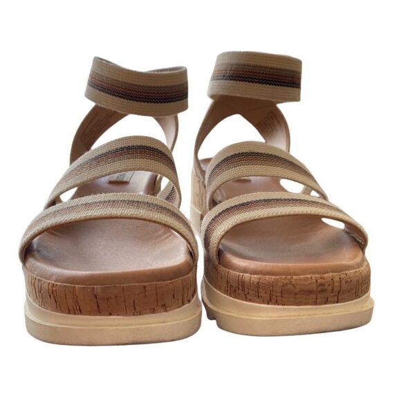 Steve Madden Bandi Beige Multi Sandal 8.5 Espadrille Platform - Picture 2 of 8
